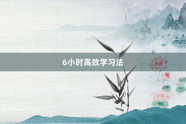 6小时高效学习法